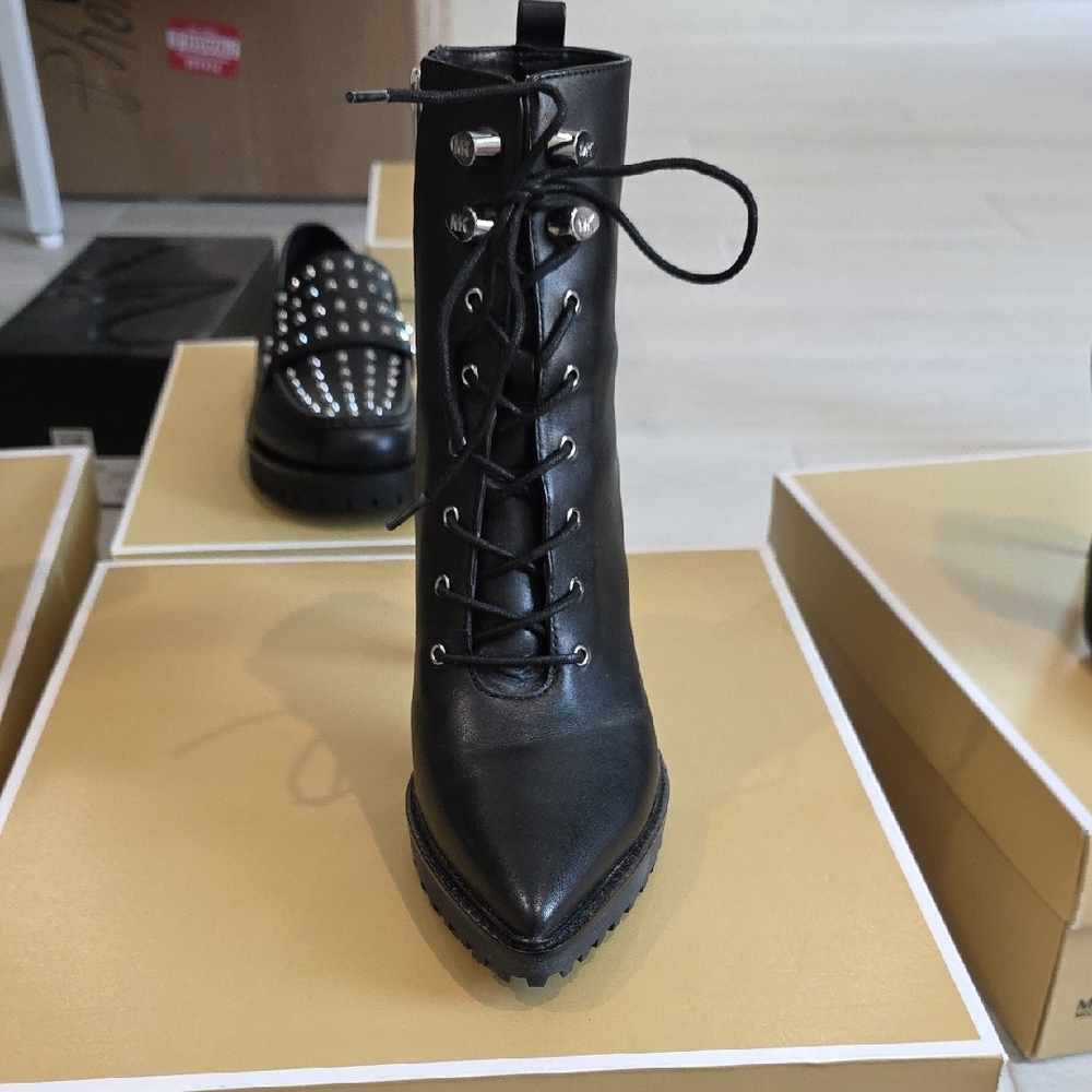 Michael Kors Black Lace-Up Boots